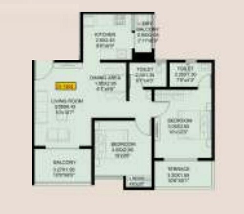 Floor plan of 2 BHK 782 Sq. Ft. Apartment in Vighnaharta Life Canvas, Pune
