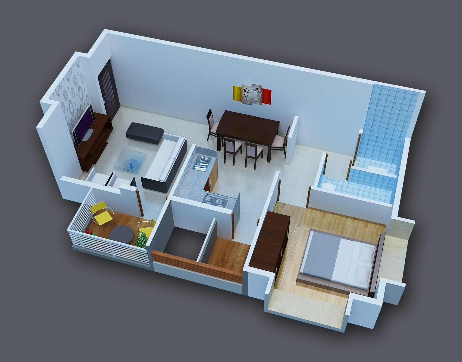 Floor plan of 1 BHK 628 Sq. Ft. Apartment in Vignesh Vertex, Pune
