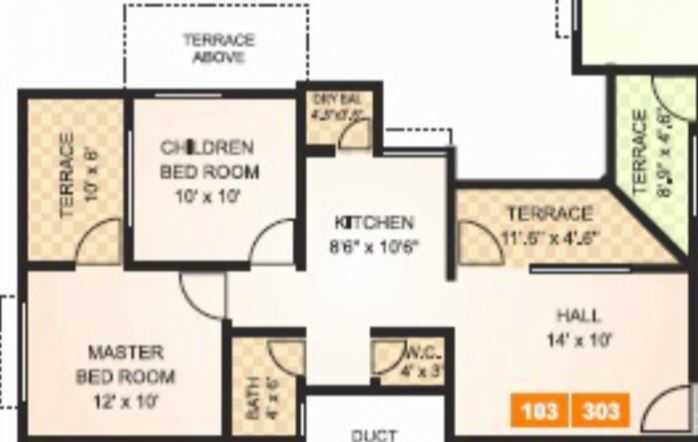 Floor plan of 2 BHK 559 Sq. Ft. Apartment in Vijay Sai Enclave Pune, Pune
