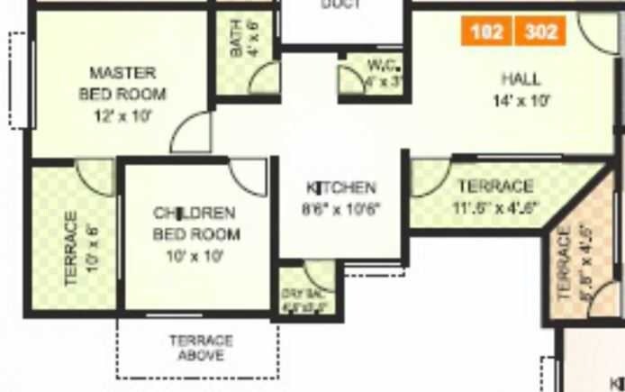 Floor plan of 2 BHK 685 Sq. Ft. Apartment in Vijay Sai Enclave Pune, Pune