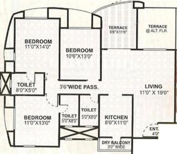  3 BHK Apartment at Vijaydeep Deccan Gold, Kharadi – for Rent