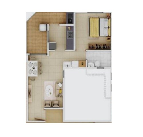 Floor plan of 1 BHK 488 Sq. Ft. Apartment in Vikas V Axis, Pune