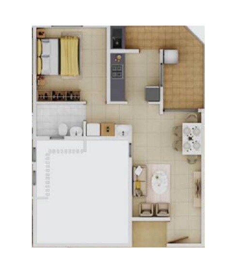Floor plan of 1 BHK 501 Sq. Ft. Apartment in Vikas V Axis, Pune