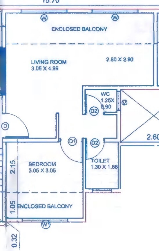 Floor plan of 1 BHK 459 Sq. Ft. Apartment in Vikram Residency, Pune