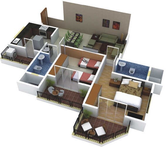 2 BHK 1100 Sq. Ft. Apartment