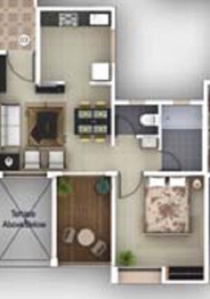 Floor plan of 1 BHK 659 Sq. Ft. Apartment in Vilas Javdekar Palash Boulevard, Pune