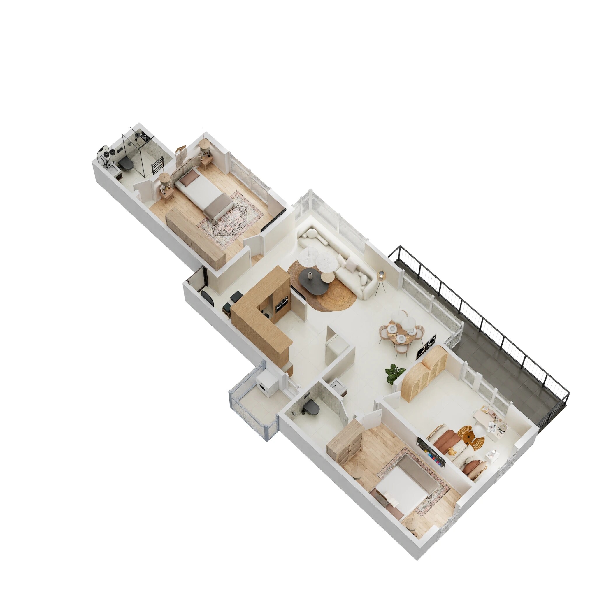 Floor plan of 3 BHK Apartment - 840 sq. ft. in Vilas Javdekar Palladio, Pune