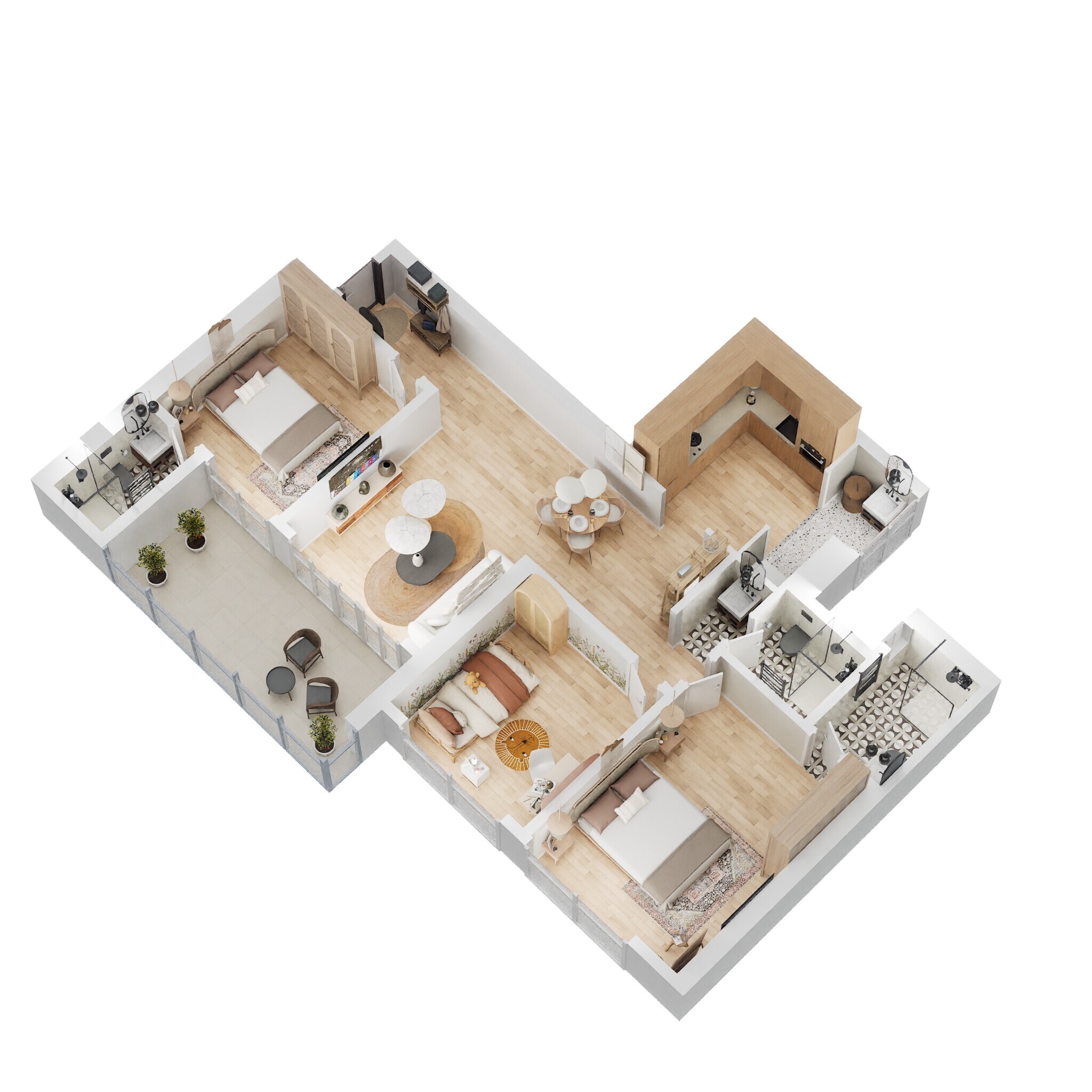 3 BHK 1125 Sq. Ft. Apartment