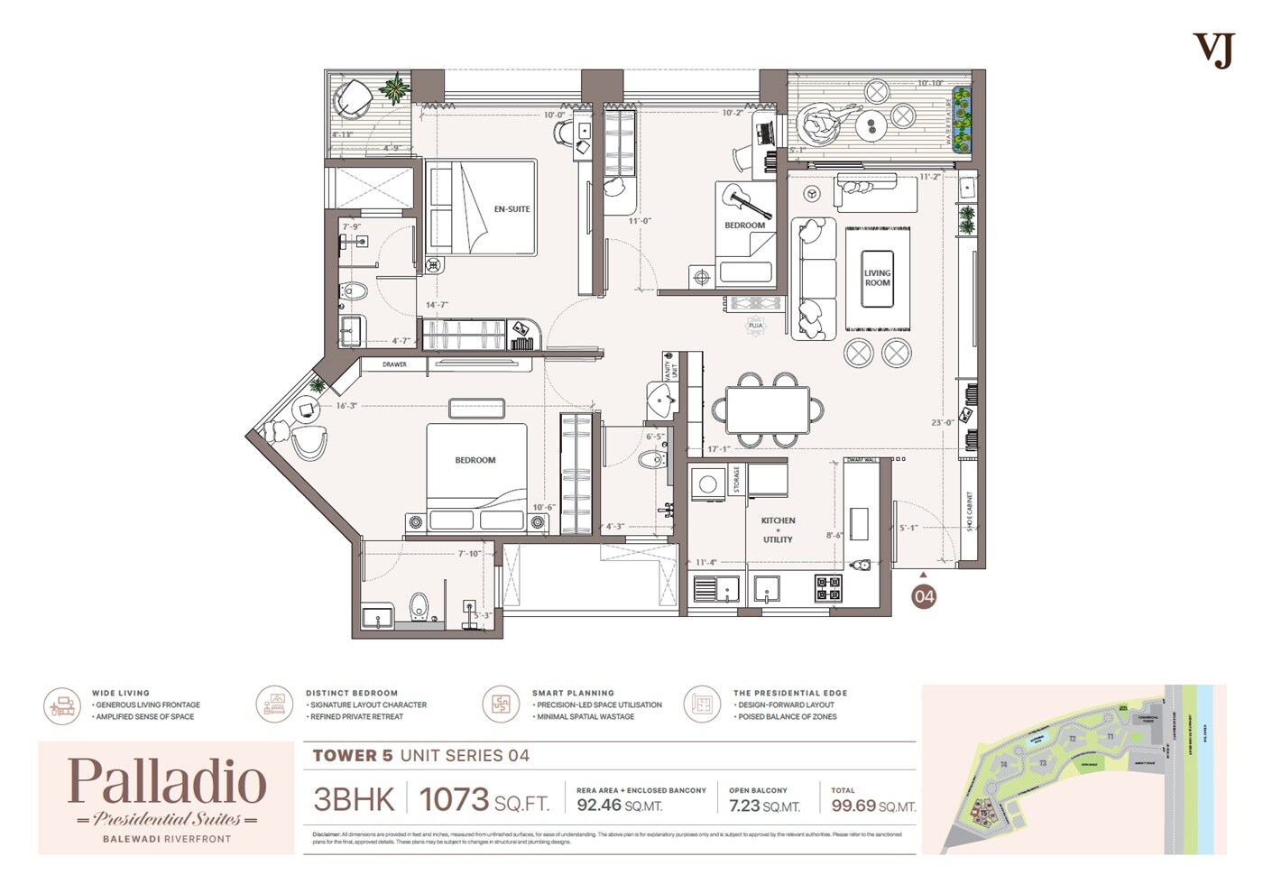3 BHK 1073 Sq. Ft. Apartment