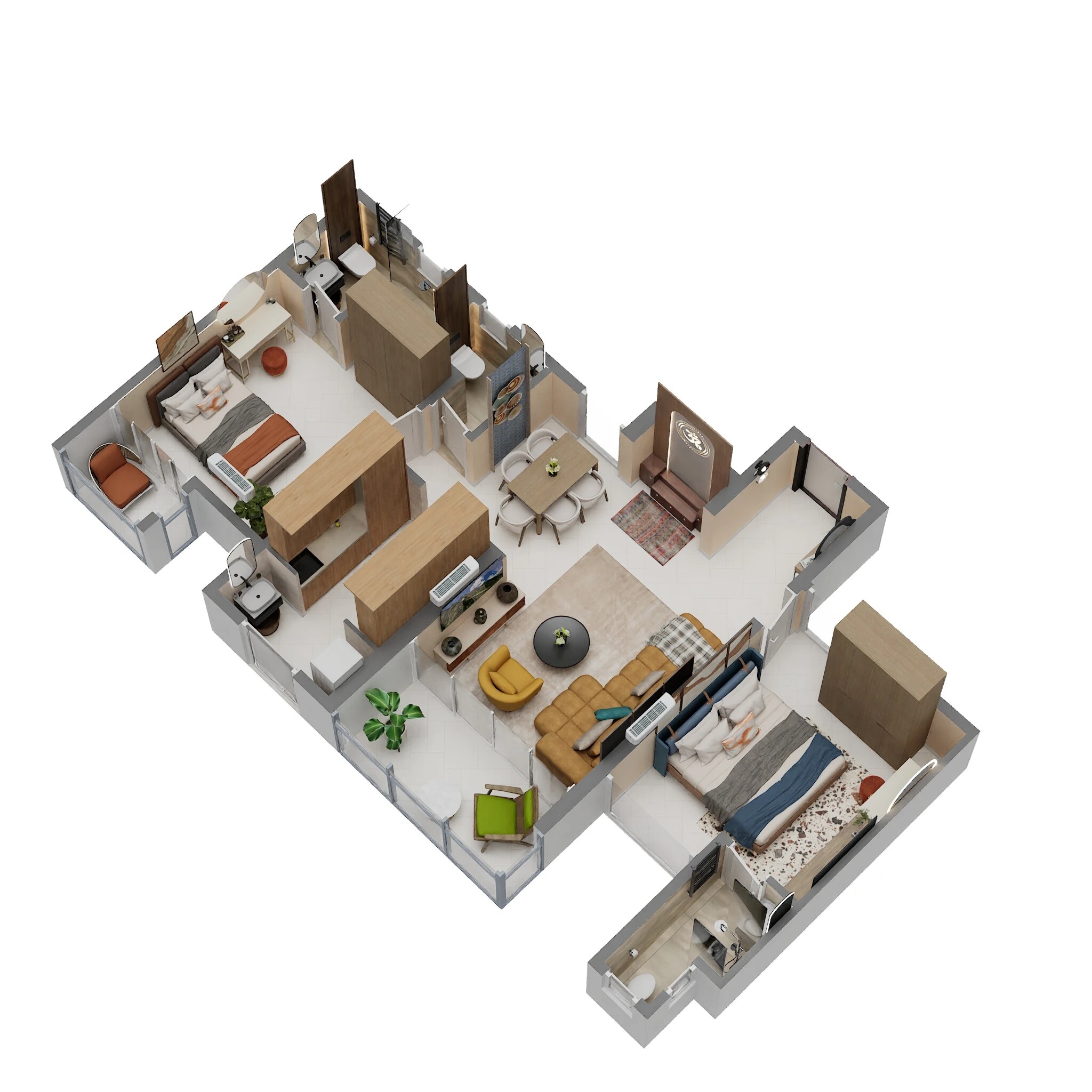 Floor plan of 2 BHK 825 Sq. Ft. Apartment in Vilas Javdekar Palladio Kothrud Central, Pune