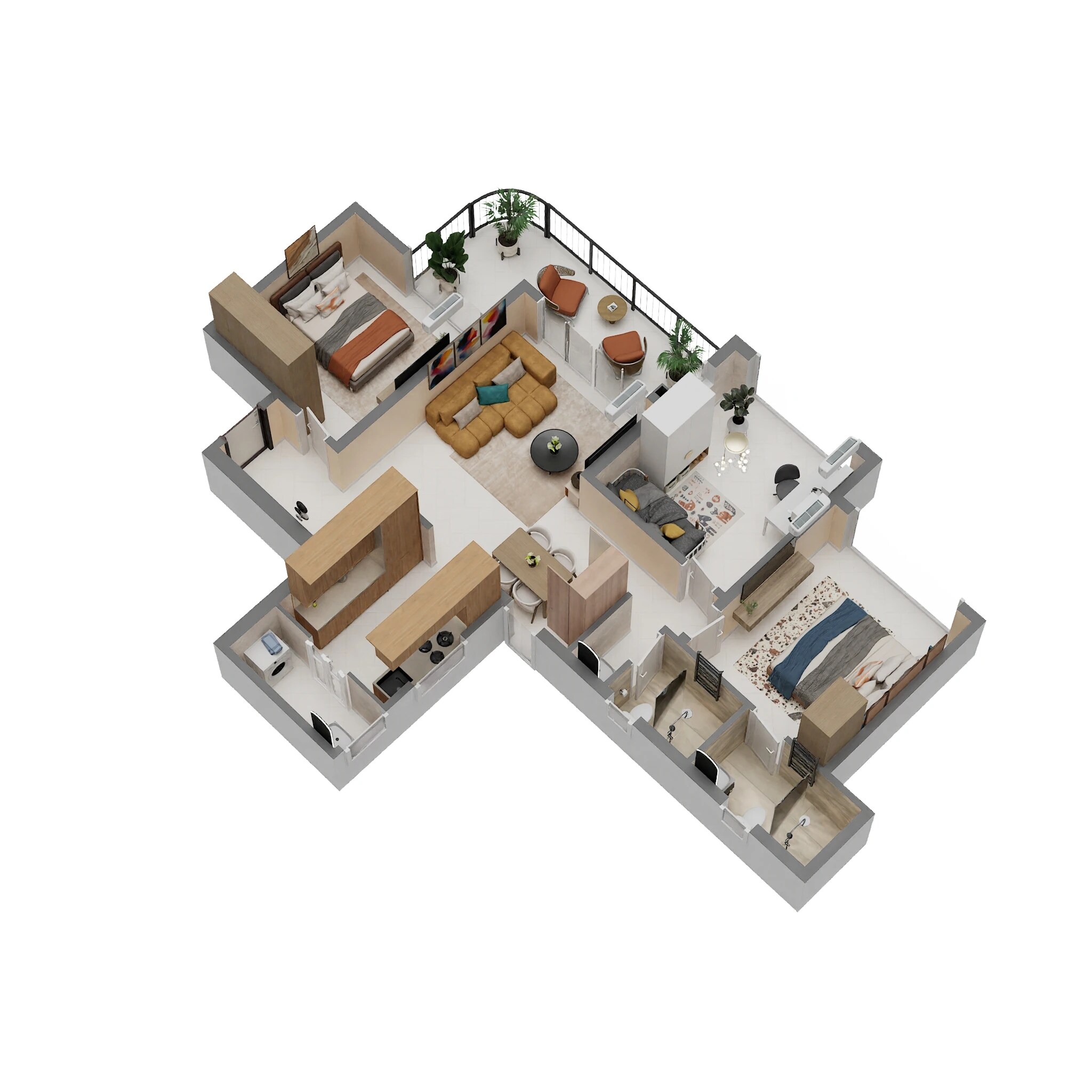 3 BHK 930 Sq. Ft. Apartment