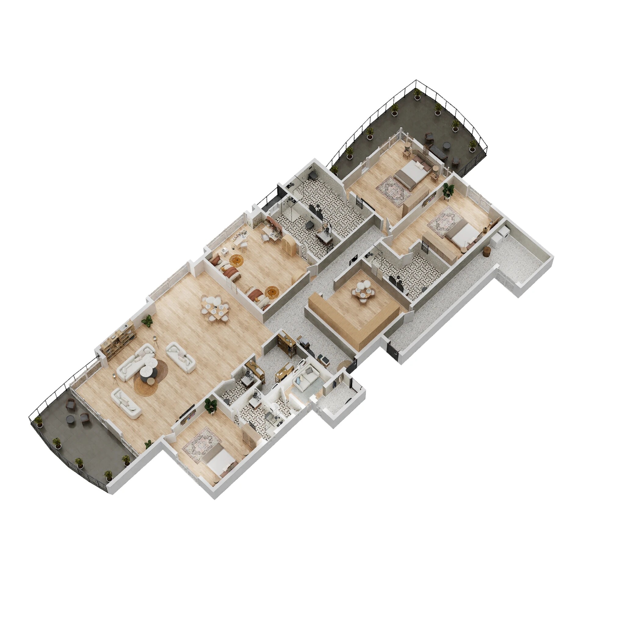 Floor plan of 4 BHK 2428 Sq. Ft. Apartment in Vilas Javdekar Portia, Pune