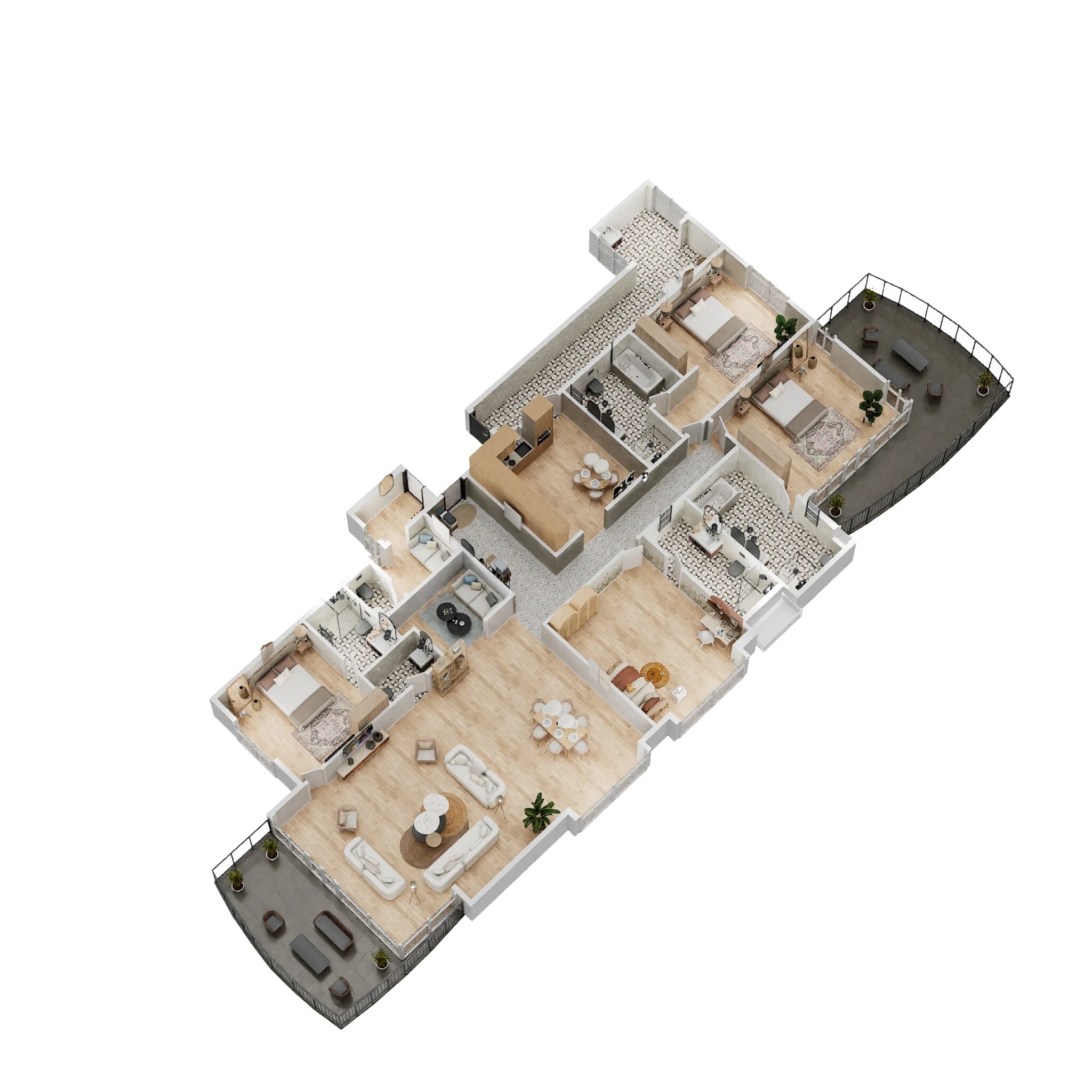 Floor plan of 4 BHK 2874 Sq. Ft. Apartment in Vilas Javdekar Portia, Pune