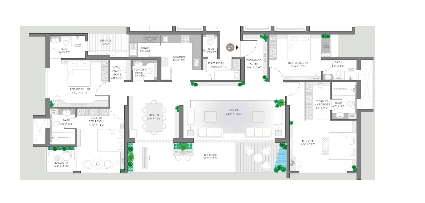 4 BHK 2245 Sq. Ft. Apartment