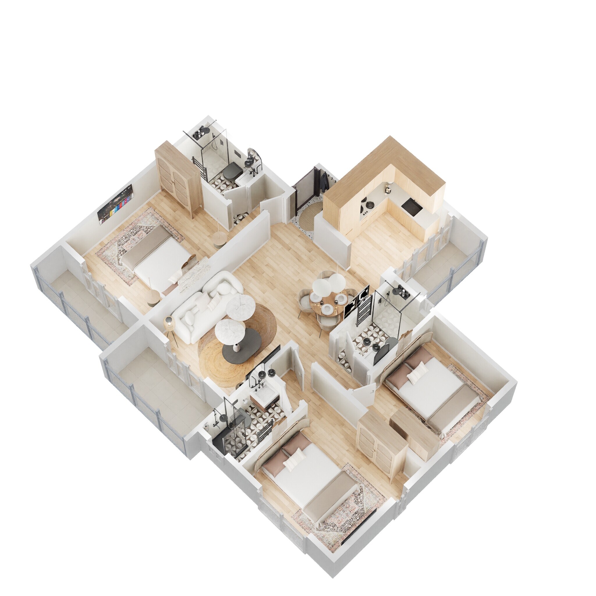 3 BHK 845 Sq. Ft. Apartment