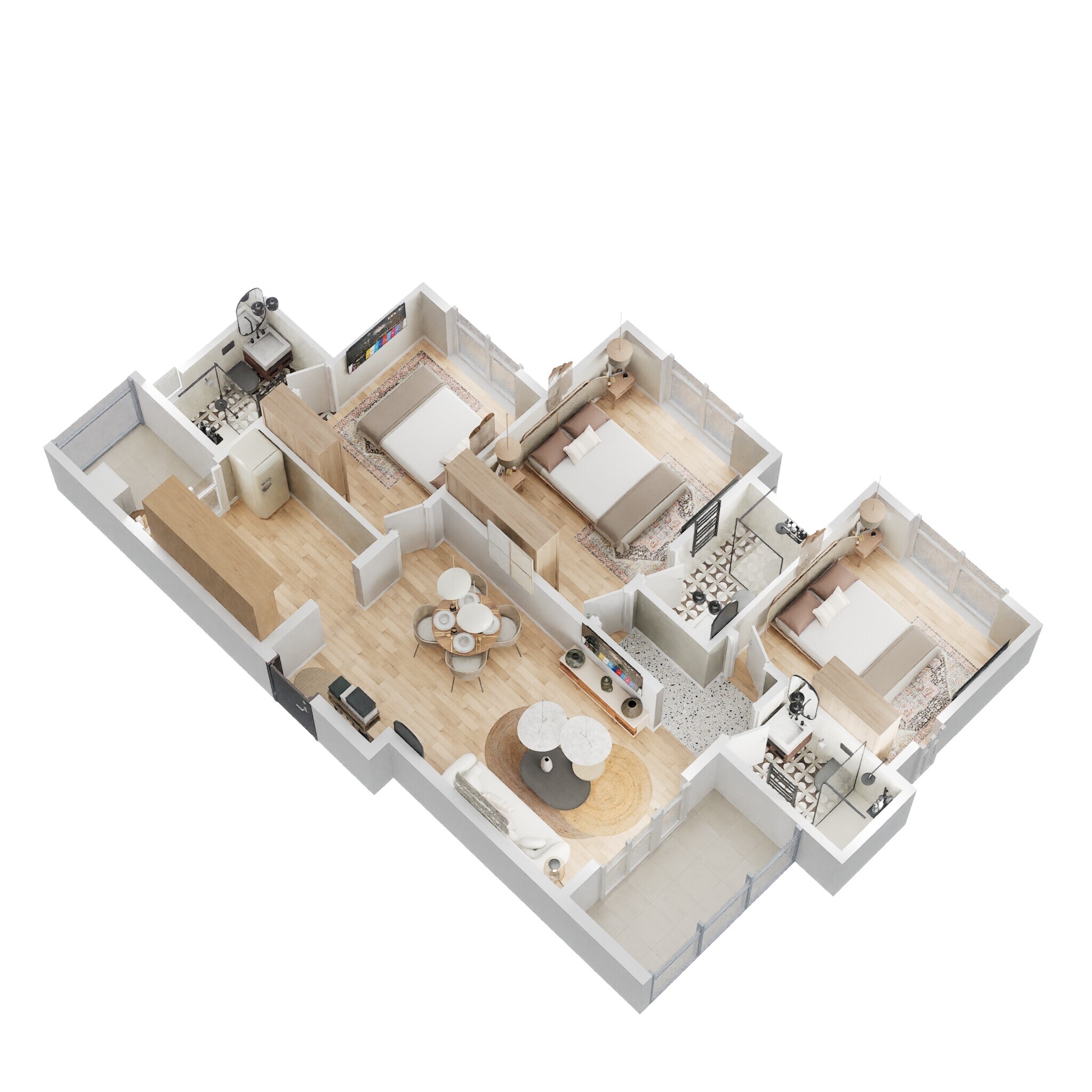 3 BHK 878 Sq. Ft. Apartment