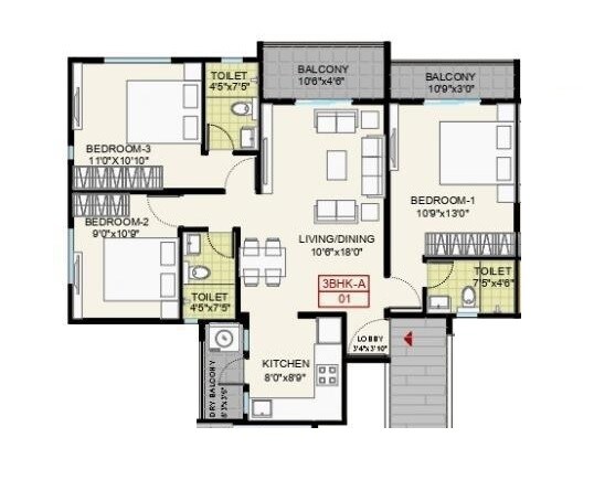  3 BHK Apartment at Vilas Javdekar Yashone Eternitee, Hinjewadi – for Rent