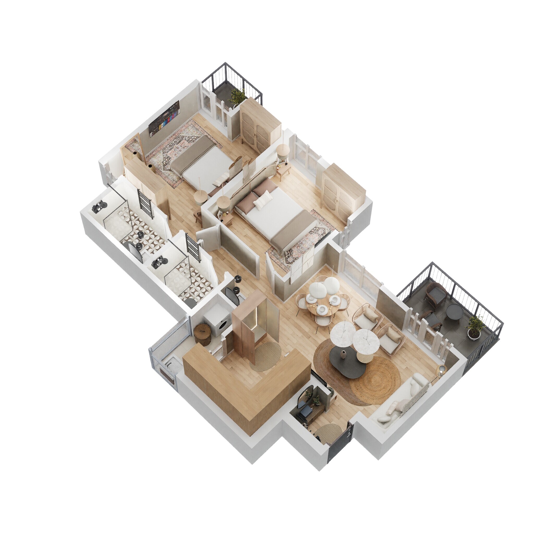Floor plan of 2 BHK 700 Sq. Ft. Apartment in Vilas Javdekar Yashone Wakad Central, Pune