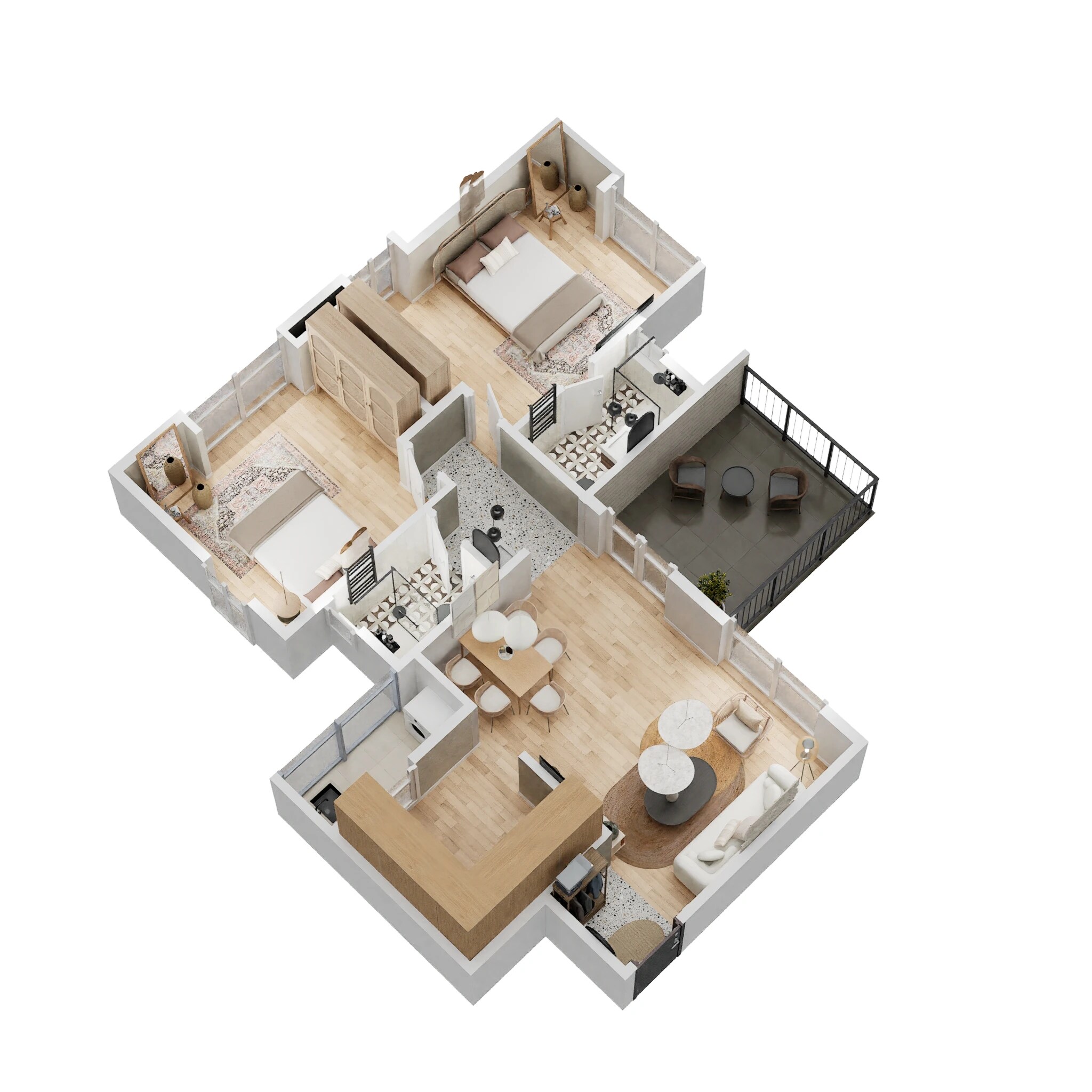 2 BHK 611 Sq. Ft. Apartment