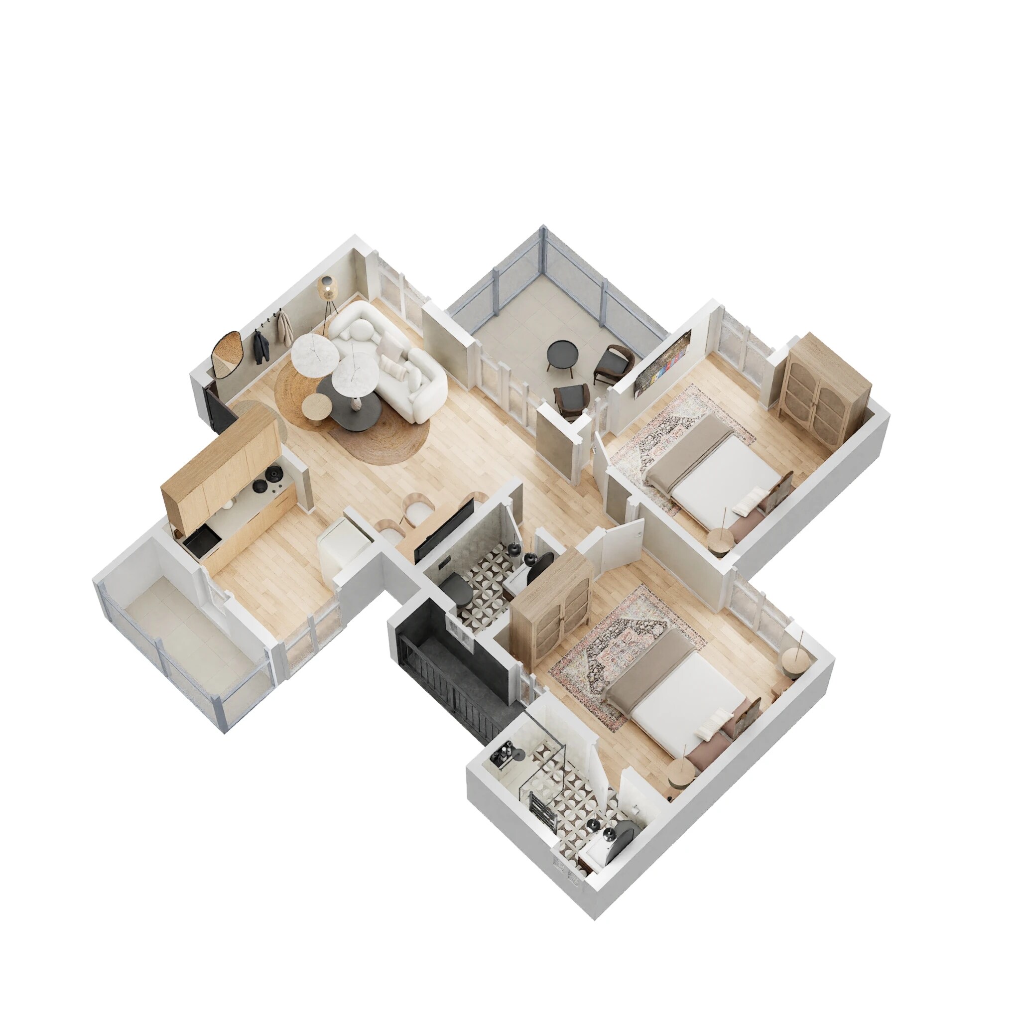 Floor plan of 2 BHK 718 Sq. Ft. Apartment in Vilas Javdekar Yashwin, Pune