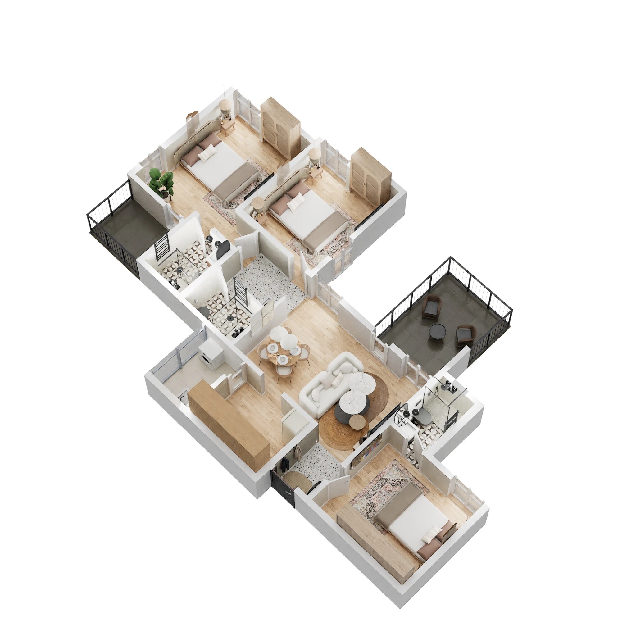 Floor plan of 3 BHK 840 Sq. Ft. Apartment in Vilas Javdekar Yashwin, Pune