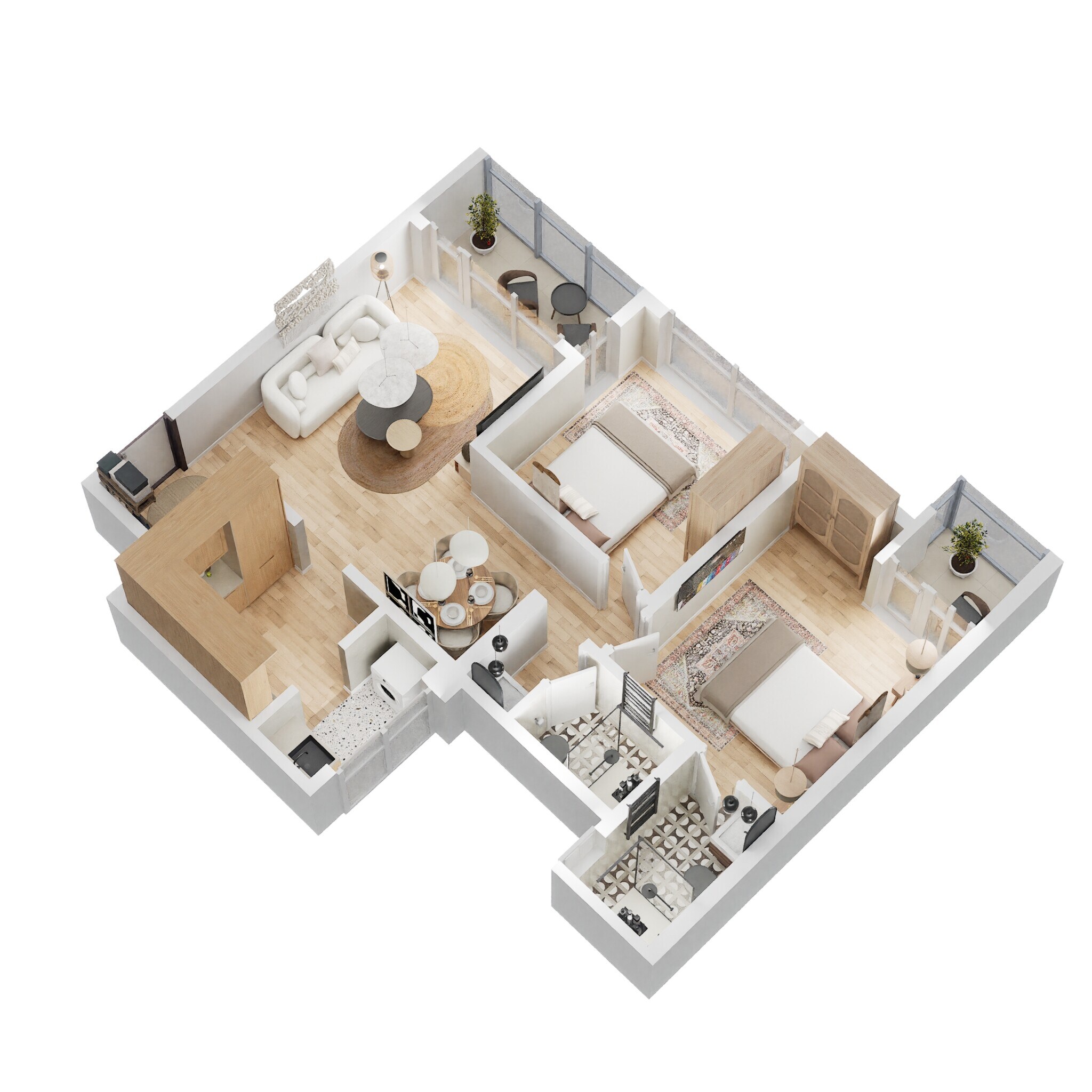 2 BHK 730 Sq. Ft. Apartment