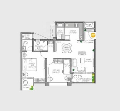 Other, vilas-javdekar-yashwin-enchante 2 Bedroom 798 Sq.Ft. Apartment In Kharadi Pune 9332996