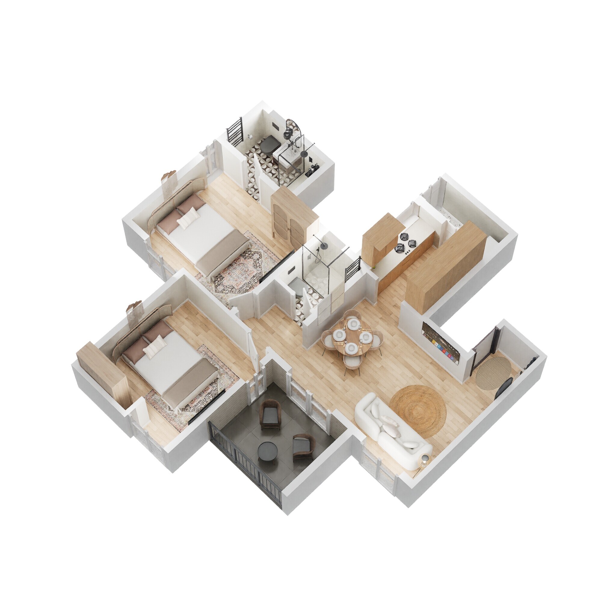 Floor plan of 2 BHK 535 Sq. Ft. Apartment in Vilas Javdekar Yashwin Encore, Pune