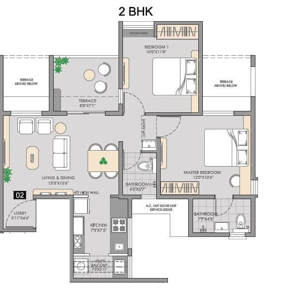 Other, vilas-javdekar-yashwin-encore 2 Bedroom 750 Sq.Ft. Apartment In Wakad Pune 8682858