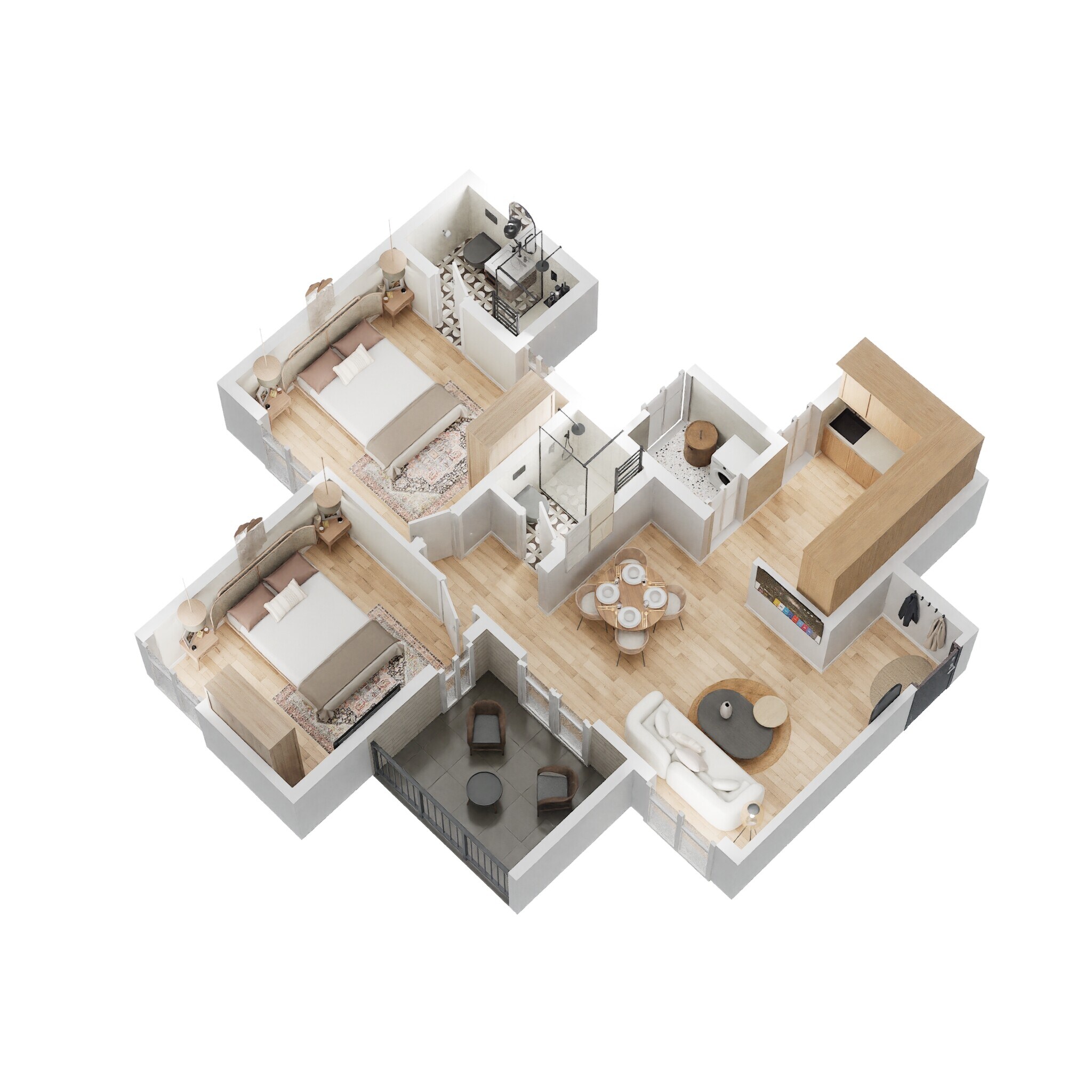 Floor plan of 2 BHK 570 Sq. Ft. Apartment in Vilas Javdekar Yashwin Encore, Pune
