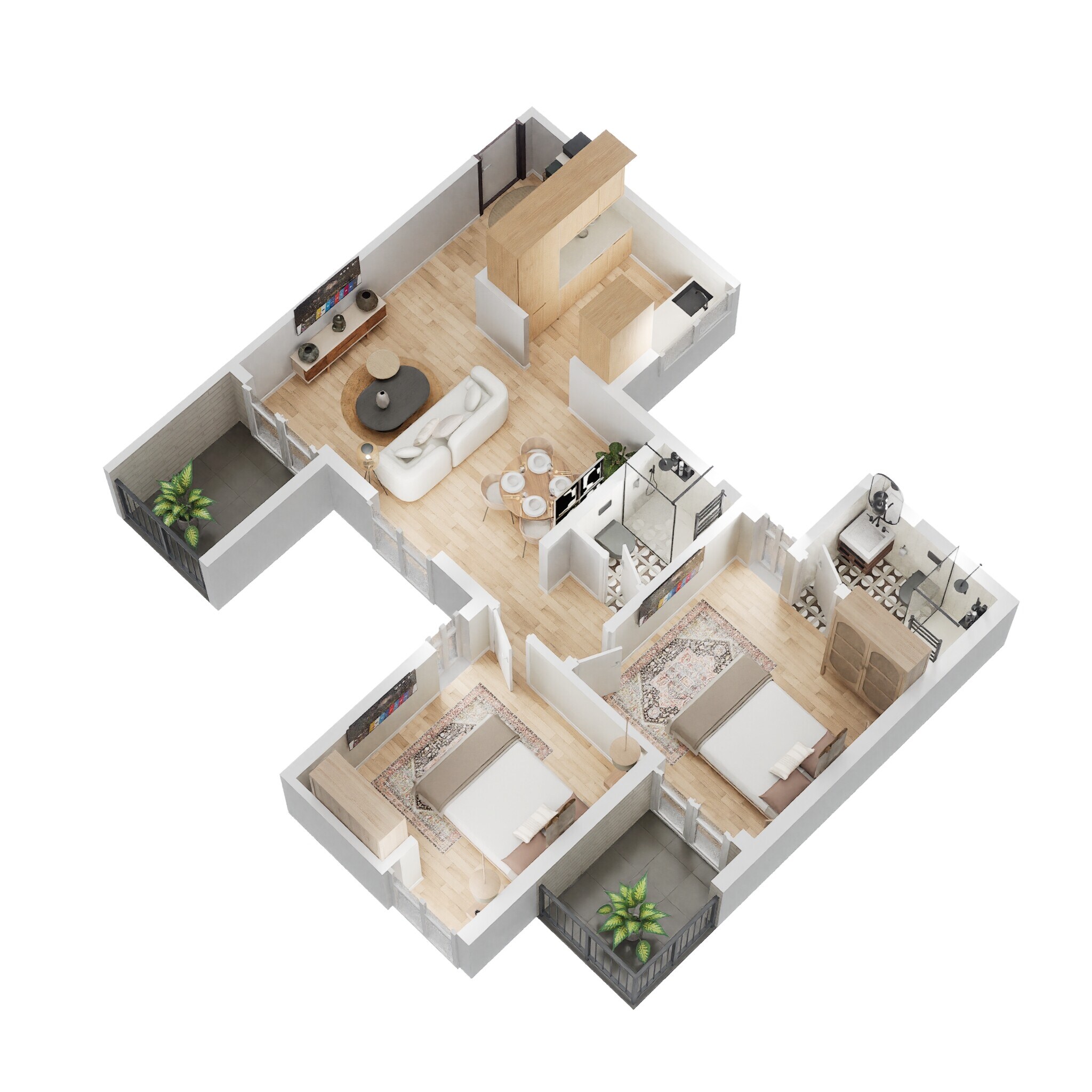 Floor plan of 2 BHK 582 Sq. Ft. Apartment in Vilas Javdekar Yashwin Encore, Pune