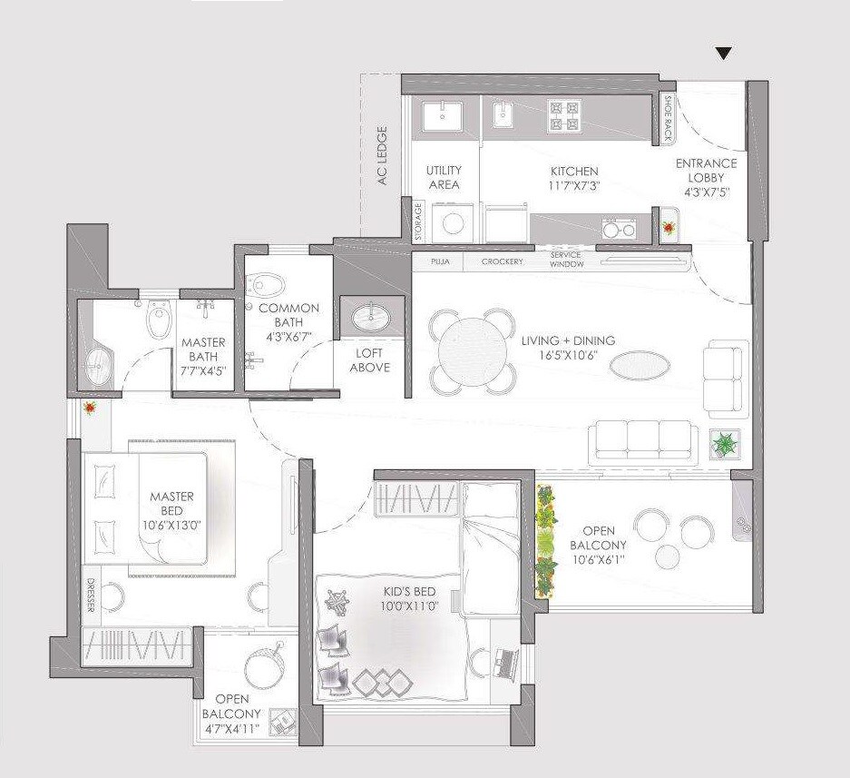  2 BHK Apartment at Vilas Javdekar Yashwin Encore, Wakad – for Rent