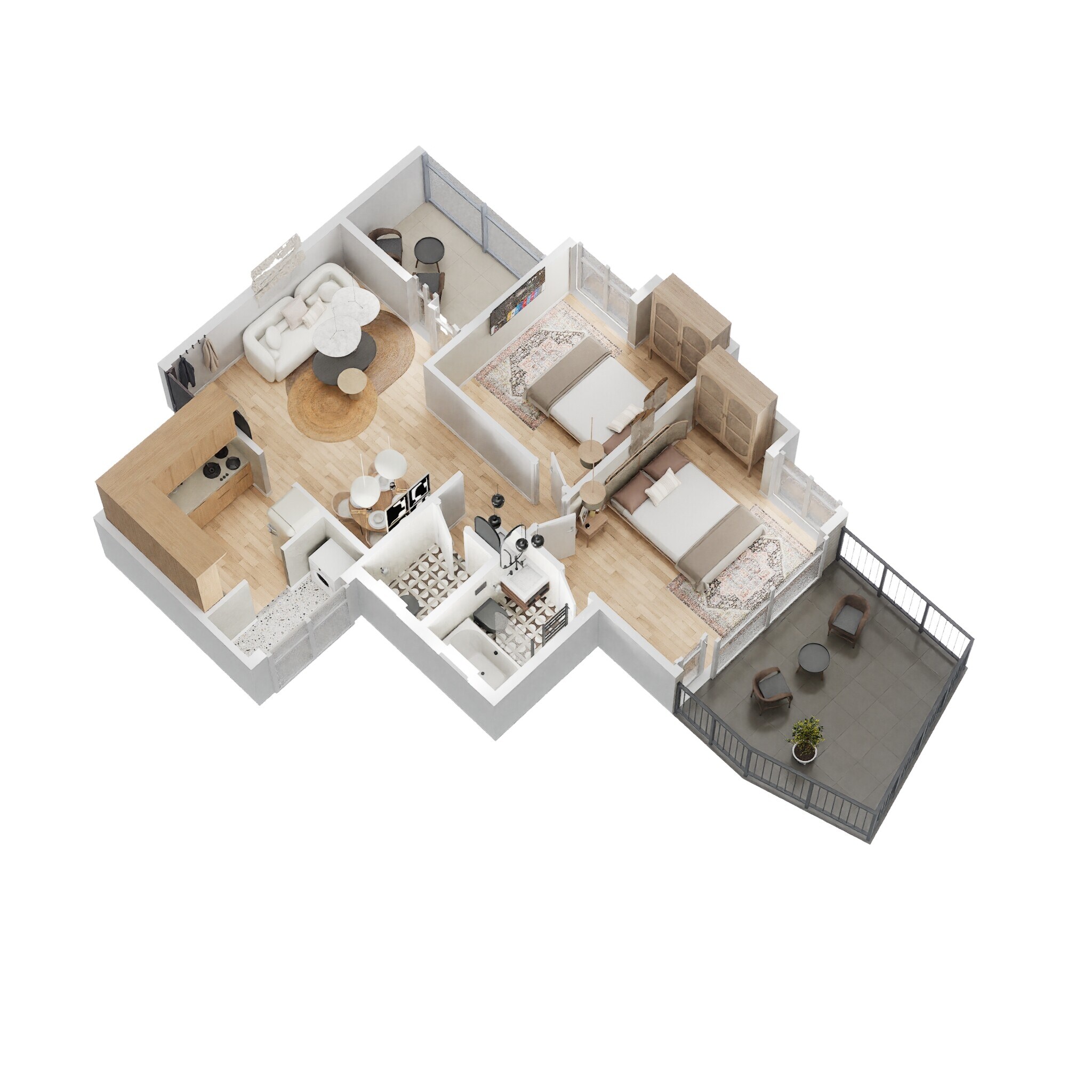 Floor plan of 2 BHK 1008 Sq. Ft. Apartment in Vilas Javdekar Yashwin Royal, Pune