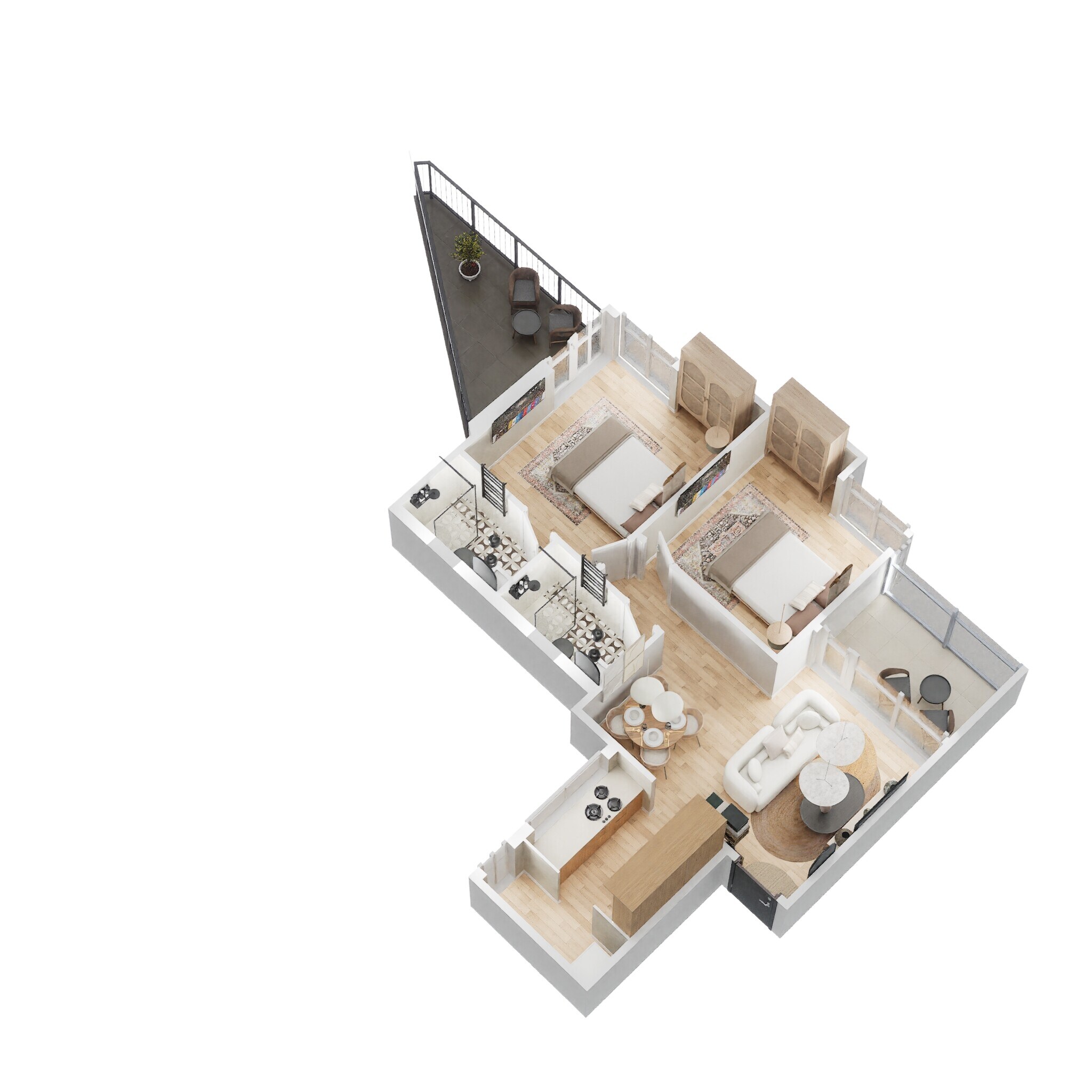 Floor plan of 2 BHK 838 Sq. Ft. Apartment in Vilas Javdekar Yashwin Royal, Pune