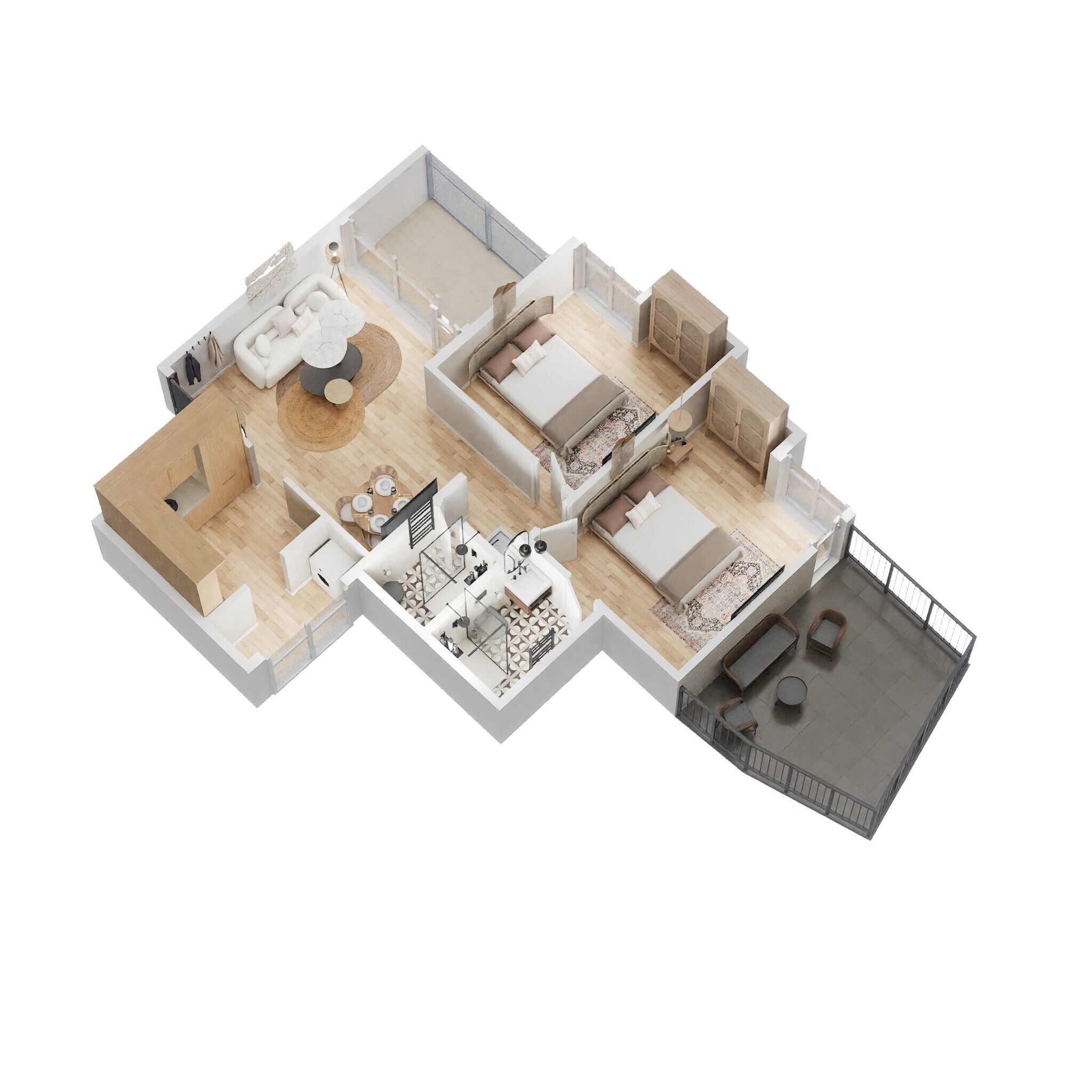 Floor plan of 2 BHK 852 Sq. Ft. Apartment in Vilas Javdekar Yashwin Royal, Pune