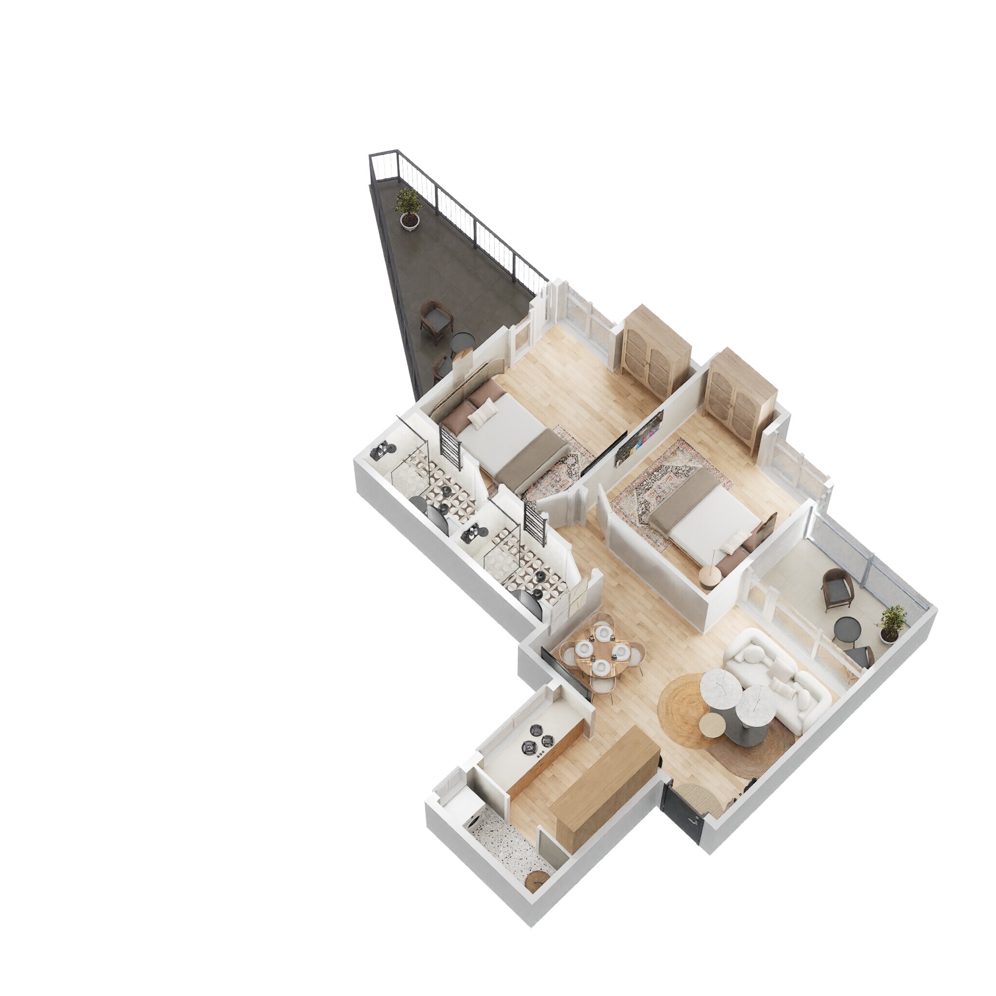 Floor plan of 2 BHK 954 Sq. Ft. Apartment in Vilas Javdekar Yashwin Royal, Pune