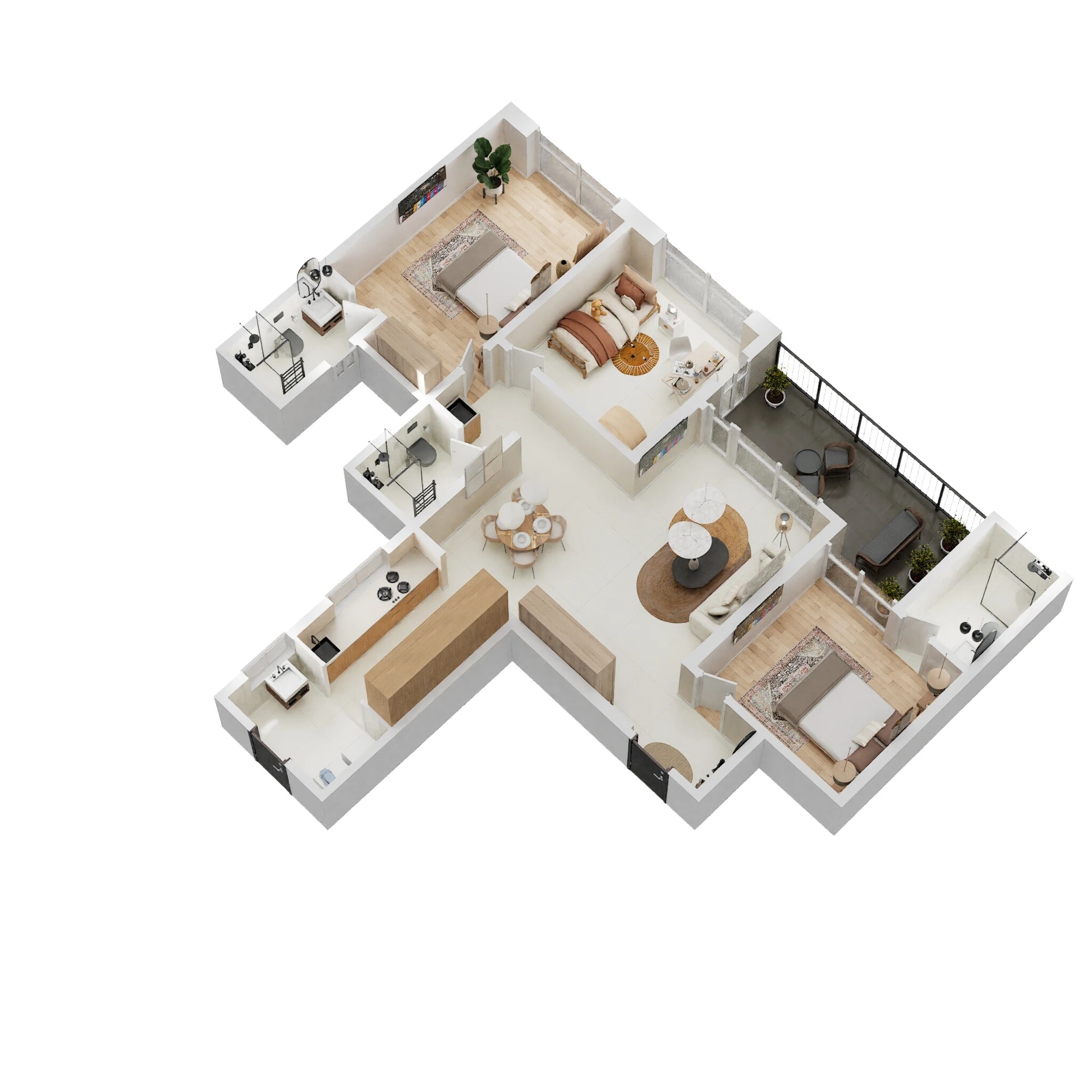 3 BHK 940 Sq. Ft. Apartment