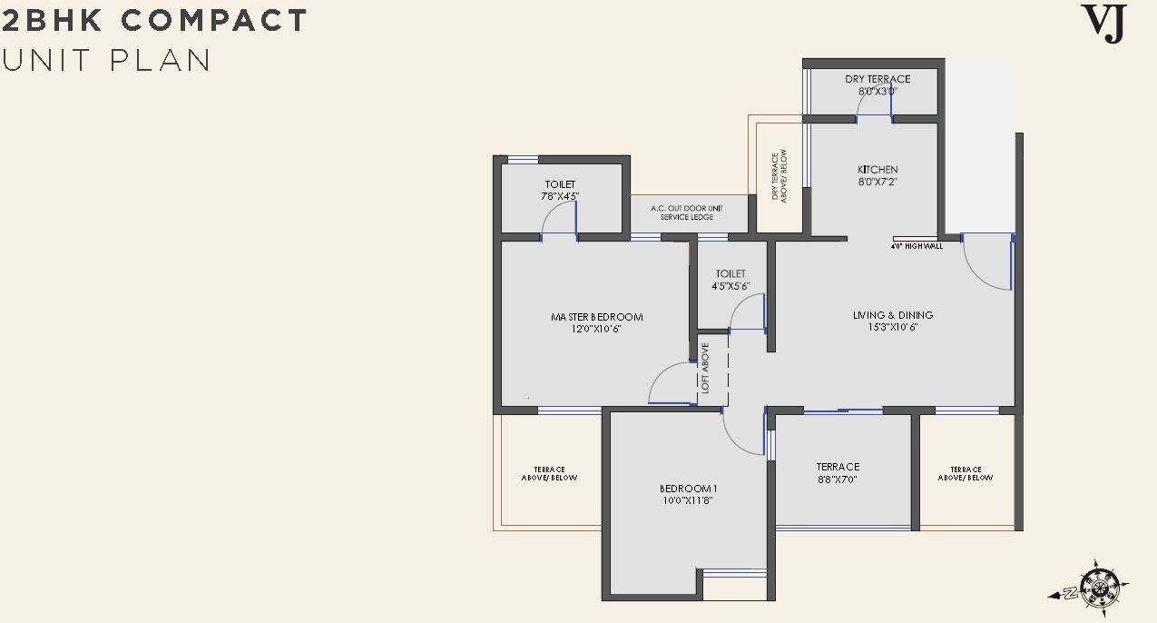 Floor plan of 2 BHK 718 Sq. Ft. Apartment in Vilas Yashwin 2.0, Pune