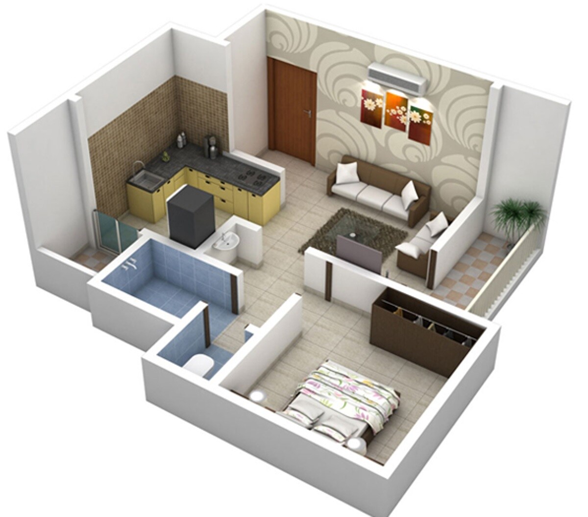 Floor plan of 1 BHK 479 Sq. Ft. Apartment in Vinayak Hills, Pune