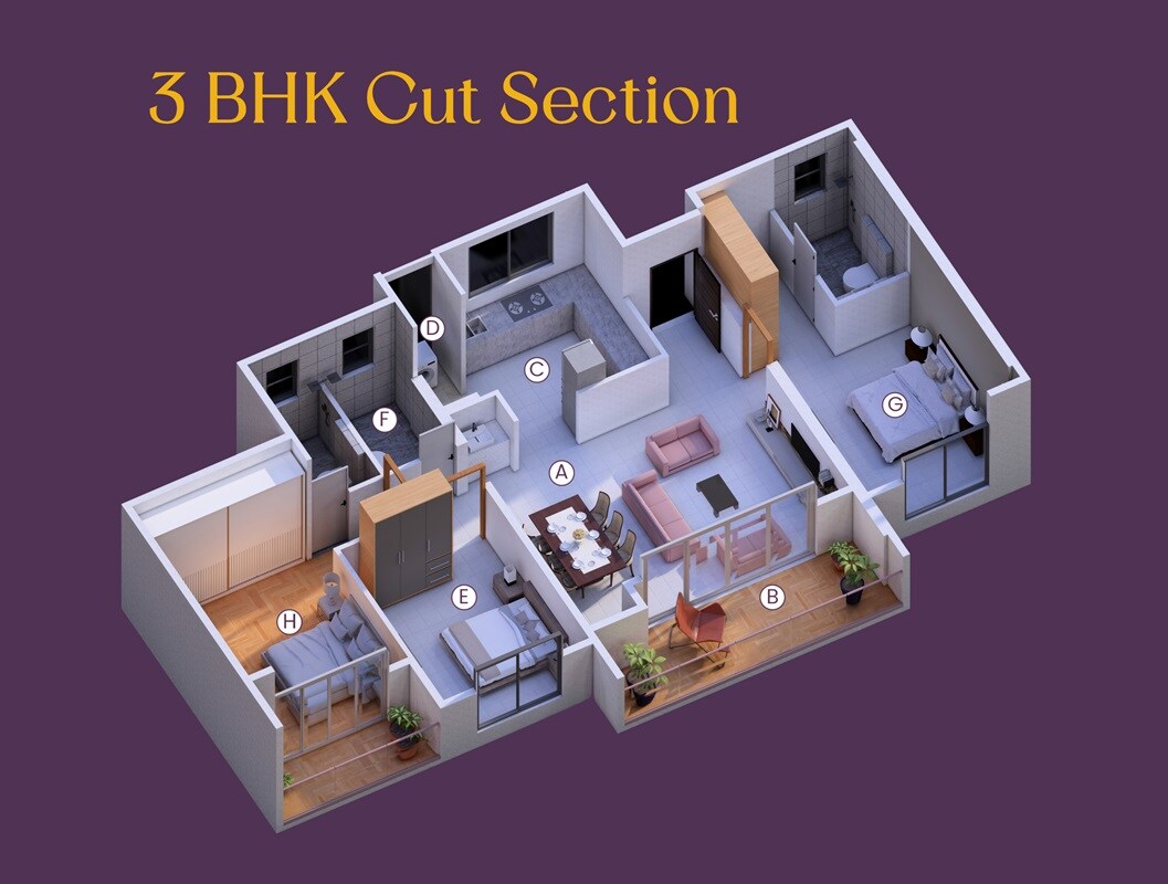 3 BHK 1287 Sq. Ft. Apartment
