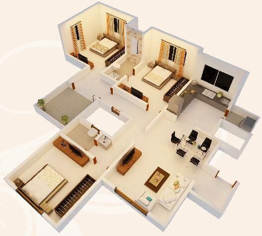 3 BHK 716 Sq. Ft. Apartment