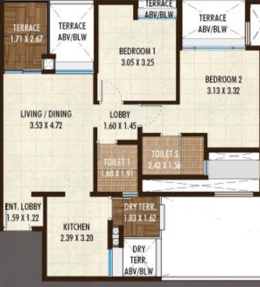 Floor plan of 2 BHK 572 Sq. Ft. Apartment in Vivanta Life Veronika, Pune