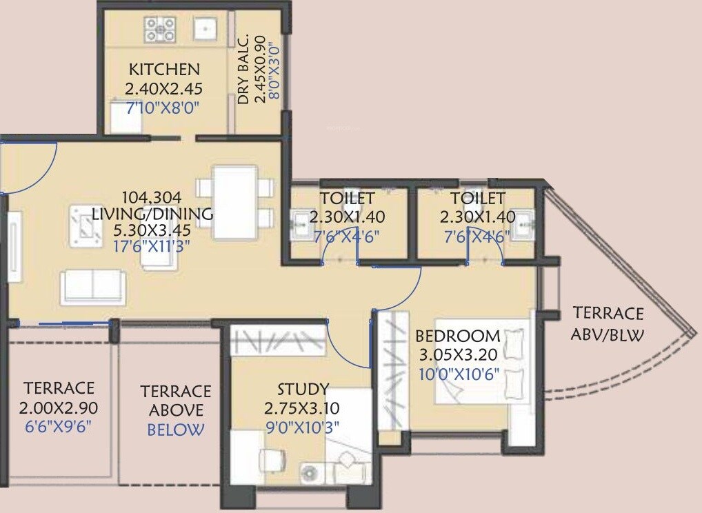 2 BHK 597 Sq. Ft. Apartment