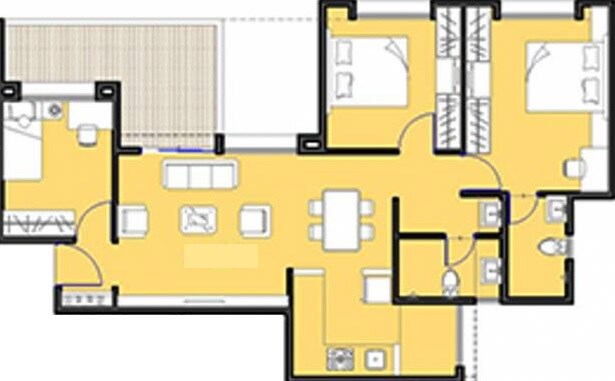 3 BHK 710 Sq. Ft. Apartment