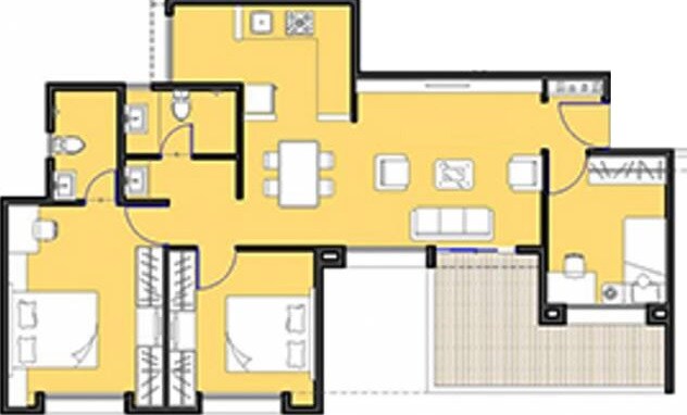 3 BHK 713 Sq. Ft. Apartment