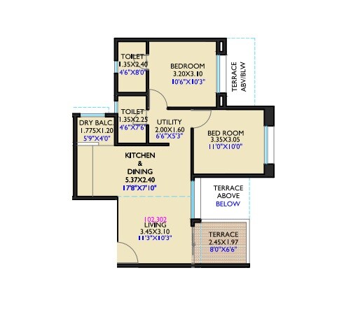 2 BHK 505 Sq. Ft. Apartment