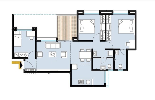 3 BHK 795 Sq. Ft. Apartment