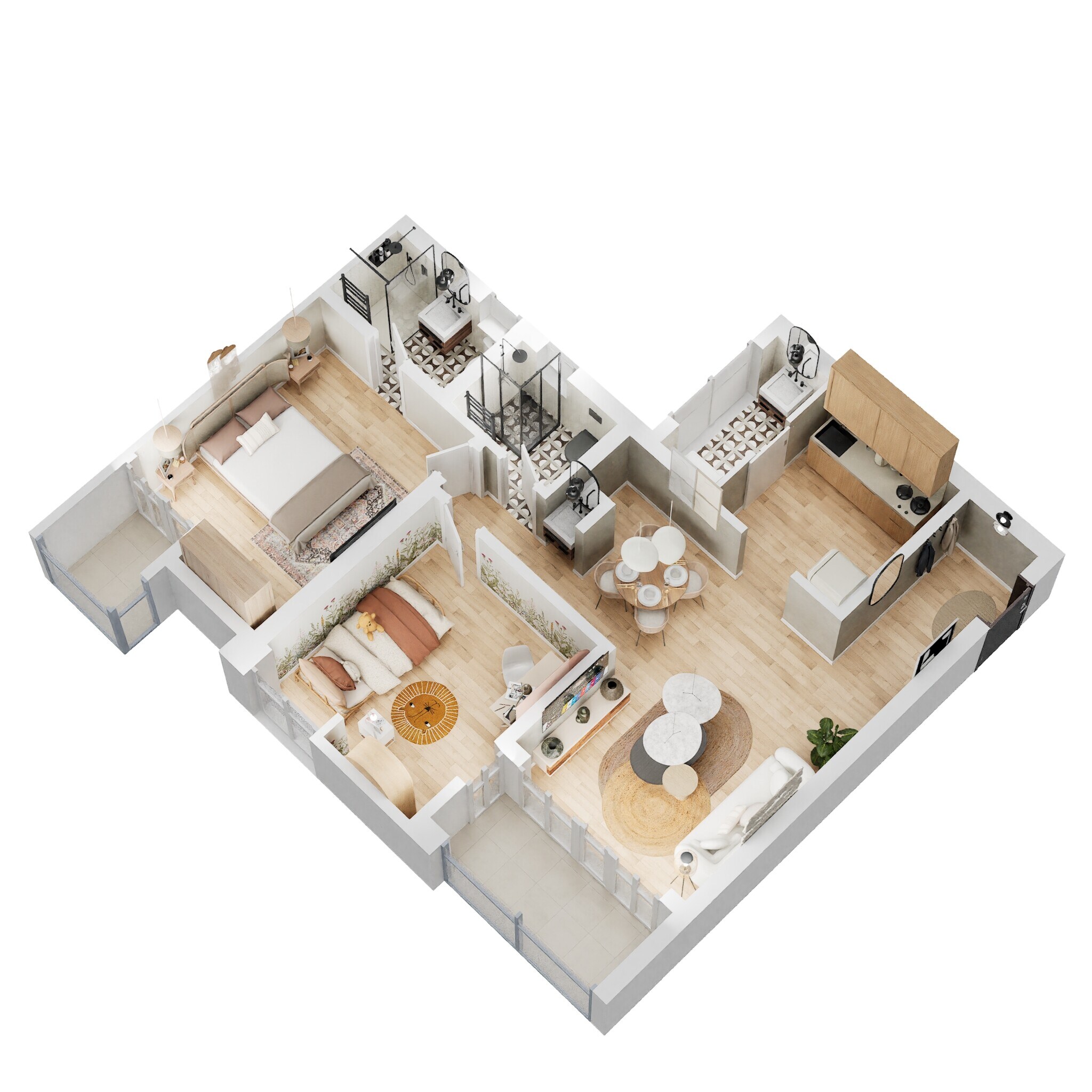 Floor plan of 2 BHK 596 Sq. Ft. Apartment in VJ YashOne Infinitee, Pune
