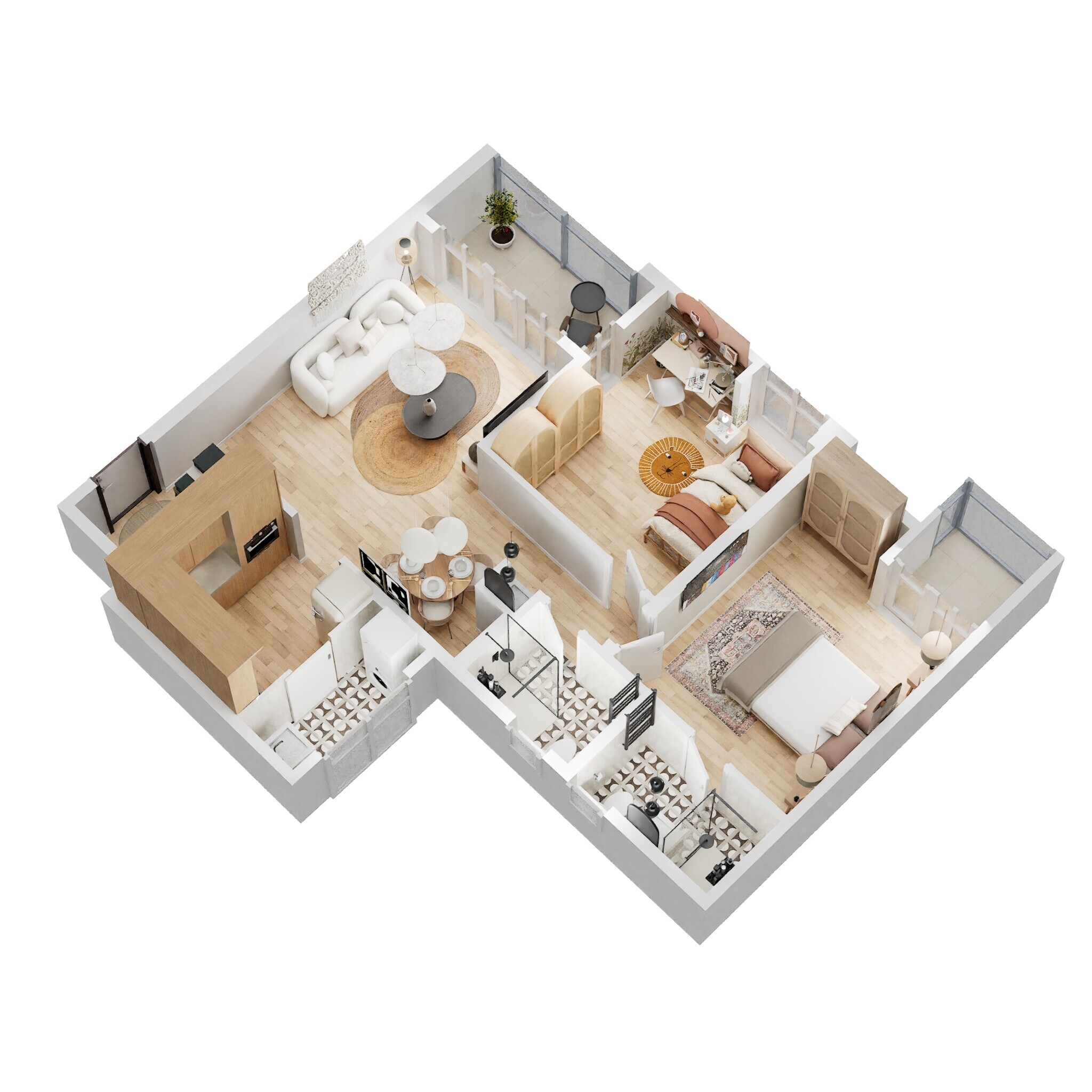 Floor plan of 2 BHK 618 Sq. Ft. Apartment in VJ YashOne Infinitee, Pune