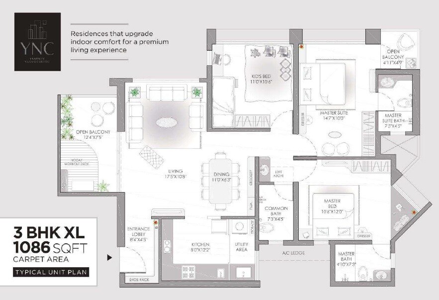 Other, vj-yashwin-nuovo-centro 3 Bedroom 1086 Sq.Ft. Apartment In Wakad Pune 9648691